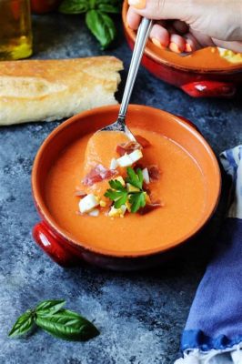  Salmorejo, A Refreshing Cold Soup Bursting With Tangy Tomato Flavor and Vibrant Andalusian Herbs